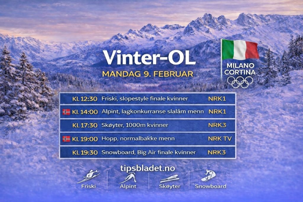Vinter-OL 2026 mandag 9. februar