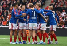 Vålerenga tok ledelsen med scoring fra Mathias Grundetjern mot Fredrikstad. Foto: Thomas Andersen / NTB