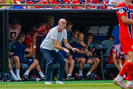 Landslagssjef Ståle Solbakken på sidelinjen i 1. omgang mot Frankrike. Foto: Terje Pedersen / NTB