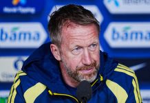 Sveriges landslagssjef Graham Potter gjør helomvending. Etter ydmykelsen på Ullevaal bruker han Viktor Gyökeres fra start mot Hellas i jakt på en opptur før VM. Foto: Terje Pedersen / NTB
