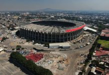 Tropisk storm truer åpningskampen i VM – fare for ekstremvær Azteca stadion i Mexico by kan bli rammet av uvær. Foto: Fernando Llano / AP / NTB