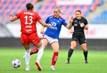 Champions League-trekningen klar: Dette venter Brann og Vålerenga Branns Brenna Lovera i duell med Vålerengas Tomine Enger i Toppserien. Foto: Annika Byrde / NTB