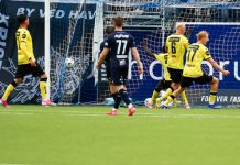 Start-jubel etter overtidsmål mot Kristiansund – nærmere trygg plass Start tok en viktig seier borte mot Kristiansund. Foto: Frederik Ringnes / NTB