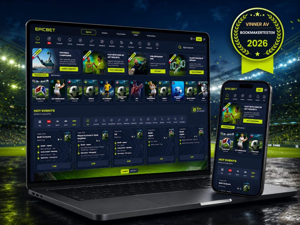 Epicbet best i Bookmakertesten 2026 1 Epicbet er kåret til beste spillselskap i Bookmakertesten 2026 fra Tipsbladet