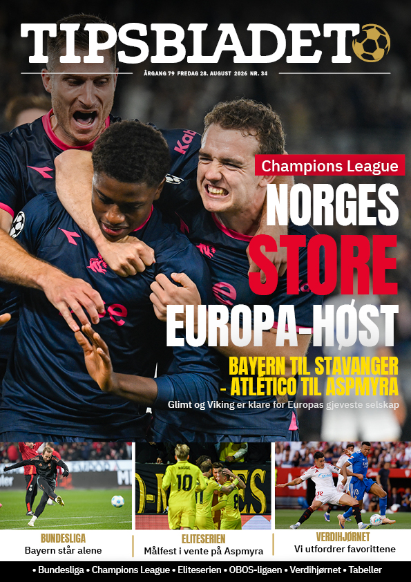 Tipsbladet utgave 34-2026: Norges store Europa-høst 1 Tipsbladet utgave 34-2026