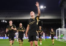 Haaland åpnet målkontoen for sesongen – Manchester City slo Crystal Palace Manchester Citys Erling Haaland. Foto: John Walton / AP /