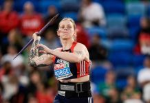 Borges medaljedrøm brast – nummer fire i spydfinalen Sigrid Borge kastet i spydfinalen i EM i Birmingham søndag. Foto: Beate Oma Dahle / NTB