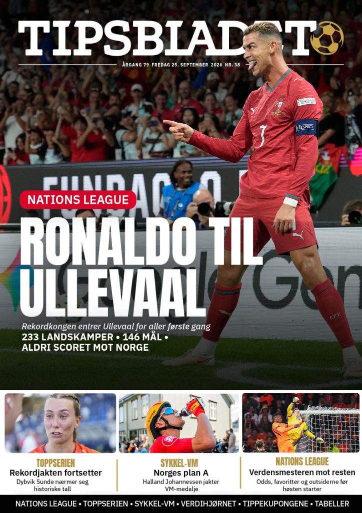 Tipsbladet utgave 38-2026: Ronaldo til Ullevaal 1 Tipsbladet utgave 38-2026