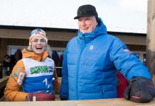 Therese Johaug sammen med kong Harald under NM på ski i 2019. Foto: Terje Pedersen / NTB