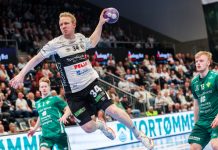 Dansk stortalent herjet i Elverum-seier Kevin Gulliksen bidro til seier for Elverum i europaligaen tirsdag. Her fra en tidligere kamp. Foto: Geir Olsen / NTB