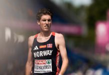 Halvorsen langt bak i VM i gateløp: – Småseigt Andreas Fjeld Halvorsen leverte ikke et toppløp på én engelsk mil i VM i gateløp lørdag. Her fra EM i Birmingham tidligere i sesongen. Foto: Beate Oma Dahle / NTB