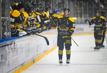 Oilers tok et steg ut av krisen – slo Storhamar 3-2 Lars Christian Rødne jubler for Stavangers utligningsmål mot Storhamar. Foto: Carina Johansen / NTB
