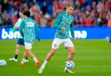 Ronaldo benket på Ullevaal – Andreas Schjelderup inn i Norges lag Cristiano Ronaldo under oppvarmingen på Ullevaal. Superstjernen starter på benken mot Norge i nasjonsligaen. Foto: Lise Åserud / NTB
