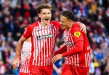 Glimt og Viking slipper tysk serieleder i CL – Freiburg kuppet tabelltoppen Freiburgs Maximilian Eggestein jubler for scoring mot Schalke. Foto: Tom Weller / AP / NTB