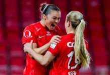 Toppserielagene med målshow – cruiset videre i NM Anna Aahjem kunne juble for scoring i NM-kampen mot Fyllingsdalen. Her fra en tidligere kamp. Foto: Paul S. Amundsen / NTB
