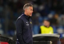 Bodø/Glimt fikk kjørt seg i Italia: – Straffer oss hardt Kjetil Knutsen måtte se seg slått tirsdag. Foto: Alessandra Tarantino / AP Photo / NTB