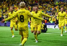 Bodø/Glimt med CL-opptur – Sjøvold-mål senket Dortmund Fredrik Sjøvold feirer scoringen sin mot Dortmund. Foto: Mats Torbergsen / NTB